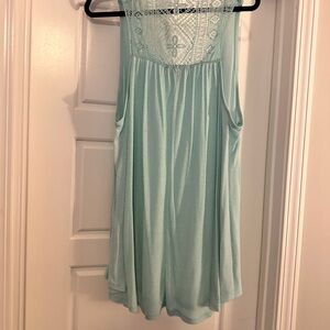 French Laundry Sky Blue Lace Detail Top